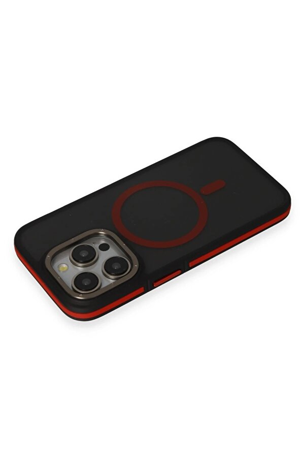 İphone 15 Pro Rocky Magsafe Kapak - Si̇yah-Kırmızı - Dropx8022-2794