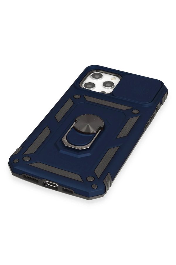 İphone 12 Pro Max Kılıf Pars Lens Yüzüklü Si̇li̇kon - Laci̇vert - Dropx1957-9193