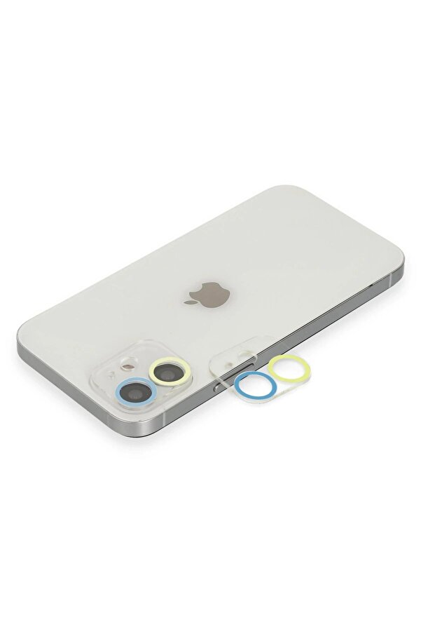 İphone 11 Renkli̇ Kamera Lens Koruma Cam - Sarı-Mavi̇ - Dropx8766-5514