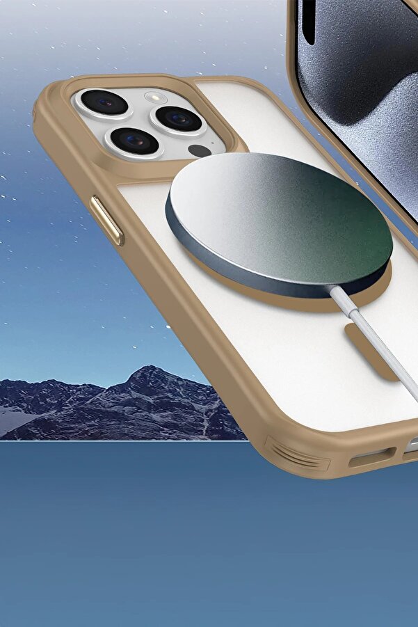 İphone 15 Pro Max Kılıf Enka Magsafe Si̇li̇kon Kılıf - Desert - Dropx9094-5579