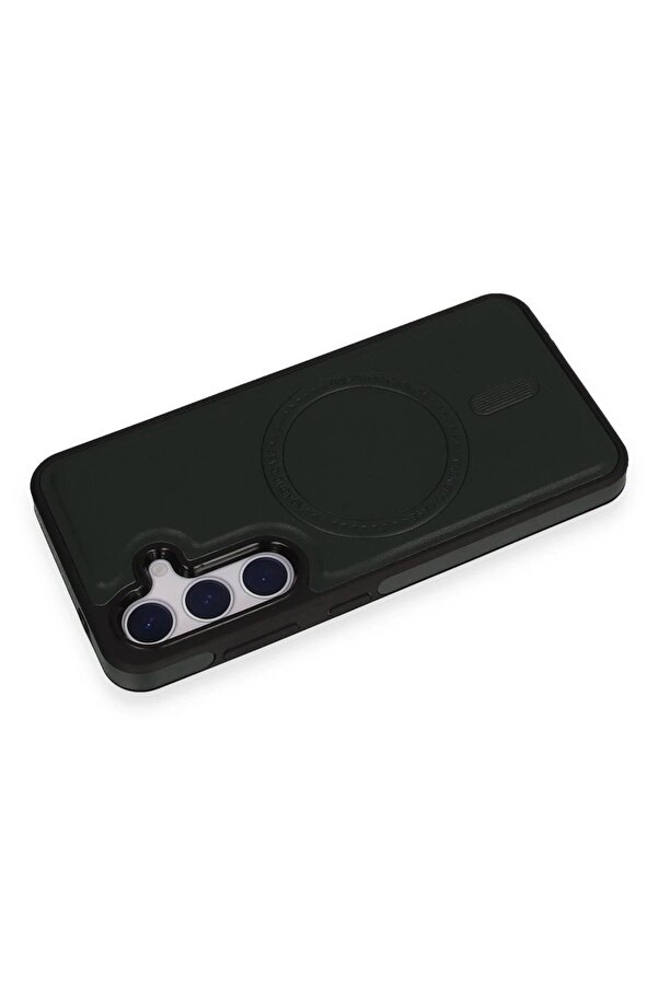 Samsung Galaxy S24 Kılıf Ozzi̇ Magsafe Deri̇ Kapak - Koyu Yeşi̇l - Dropx6947-6963