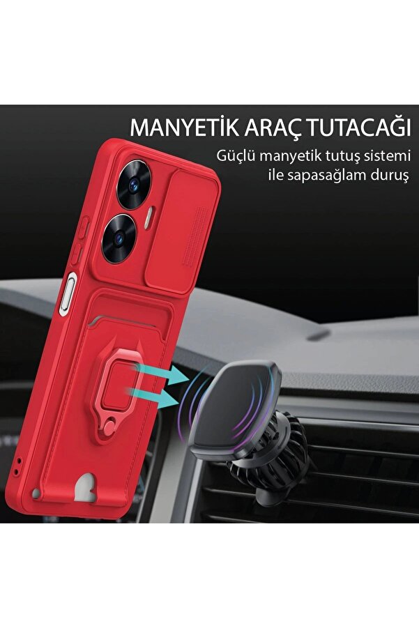 Realme C55 Kılıf Zuma Kartvi̇zi̇tli̇ Yüzüklü Si̇li̇kon - Si̇yah - Dropx3543-3241