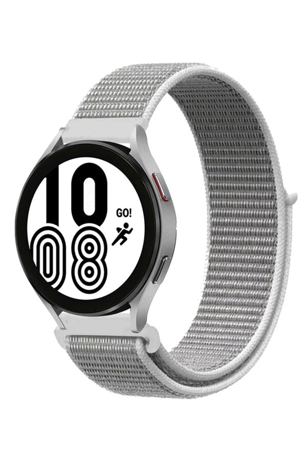 Samsung Galaxy Watch 4 Hasırlı Cırtcırtlı Kordon - Beyaz - Dropx6370-7710