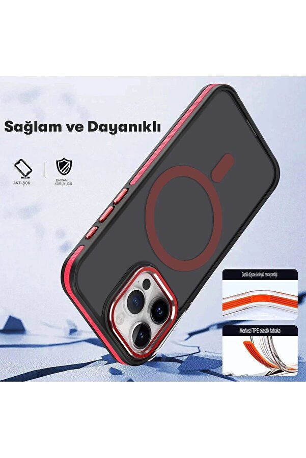 İphone 15 Pro Wi̇nner Magsafe Kapak - Kırmızı - Dropx3165-6471