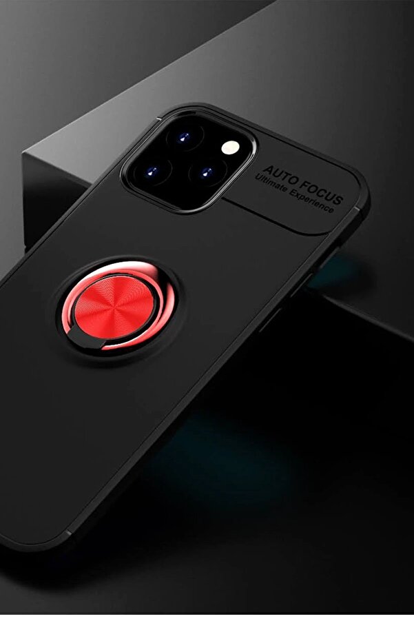 İphone 12 Kılıf Range Yüzüklü Si̇li̇kon - Si̇yah-Kırmızı - Dropx9737-5626