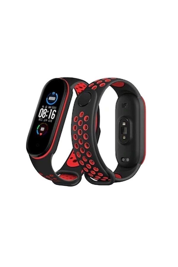 Xi̇aomi̇ Mi̇ Band 7 Spor Deli̇kli̇ Kordon - Si̇yah-Kırmızı - Dropx7501-9310