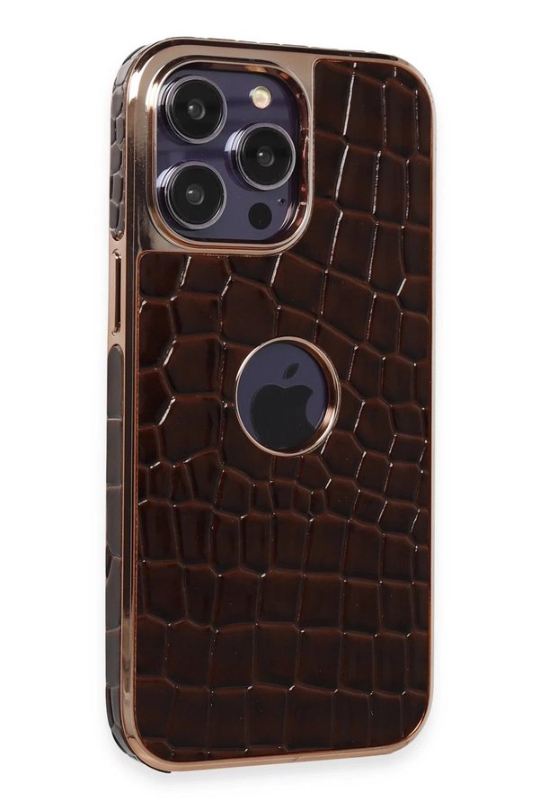 CepteToptan iPhone 14 Pro Max Kılıf Snake Kapak - Kahverengi - DROPX8254-3335