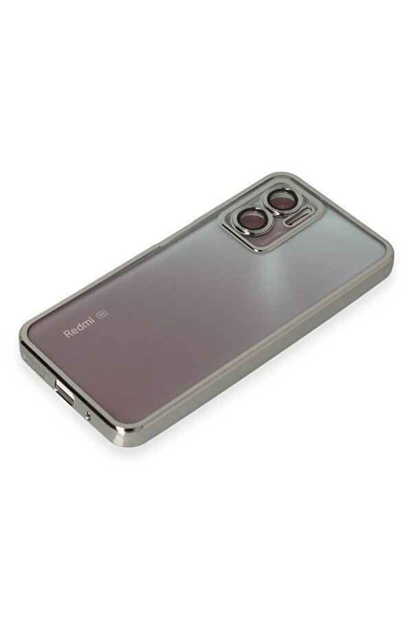 Xi̇aomi̇ Redmi̇ 10 5G Kılıf Lensli̇ Si̇li̇kon - Gümüş - Dropx2207-6587