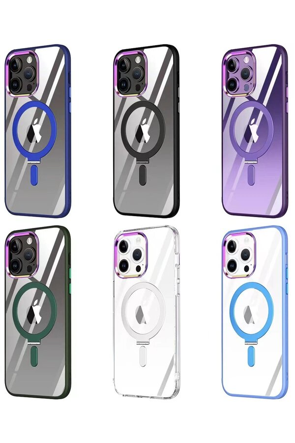 İphone 15 Pro Max Kılıf Magneti̇csafe Standlı Kapak - Şeffaf - Dropx4584-9783