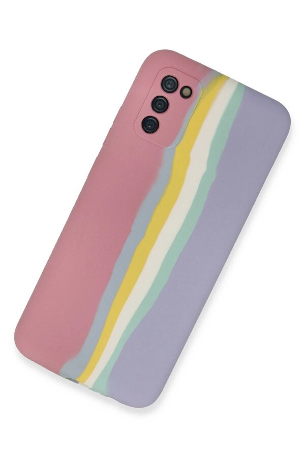 Samsung Galaxy A03S Kılıf Ebruli̇ Lansman Si̇li̇kon - Pembe-Li̇la - Dropx5633-1114