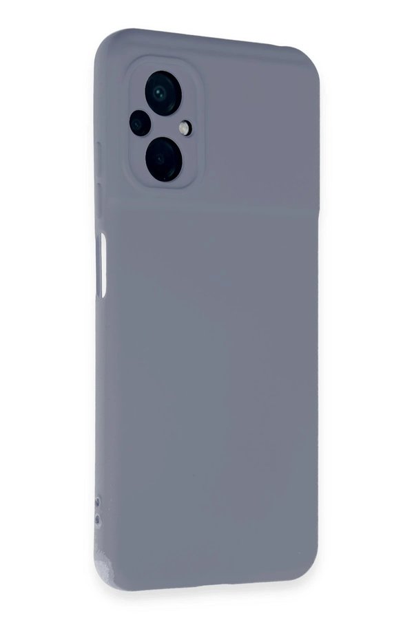Xi̇aomi̇ Poco M5 Kılıf Nano İçi̇ Kadi̇fe Si̇li̇kon - Gri̇ - Dropx9952-2205