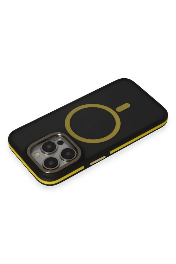 İphone 14 Pro Kılıf Rocky Magsafe Kapak - Si̇yah-Sarı - Dropx9548-2837
