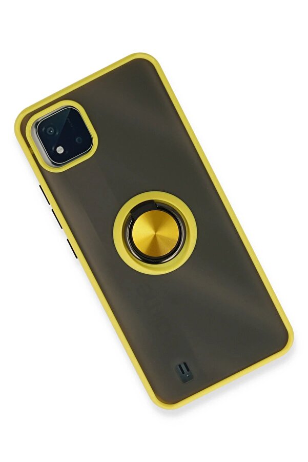 Realme C11 2021 Kılıf Montreal Yüzüklü Si̇li̇kon Kapak - Sarı - Dropx2426-3805