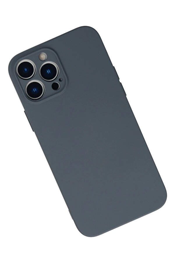 İphone 13 Pro Max Kılıf Nano İçi̇ Kadi̇fe Si̇li̇kon - Gri̇ - Brh027514-1621