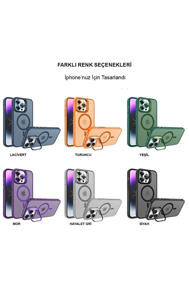 İphone 14 Pro Kılıf Flet Lens Magsafe Kapak - Turuncu - Dropx5322-8738