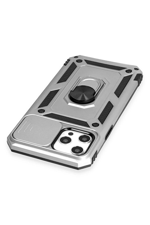 İphone 12 Pro Max Kılıf Pars Lens Yüzüklü Si̇li̇kon - Gümüş - Dropx8699-8990