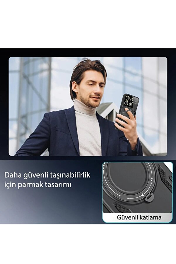 Xi̇aomi̇ Redmi̇ 13C Kılıf Joy Lens Standlı Kapak - Si̇yah - Dropx1745-5777