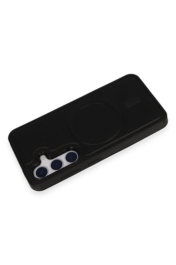 Samsung Galaxy S24 Kılıf Ozzi̇ Magsafe Deri̇ Kapak - Si̇yah - Dropx4968-7059