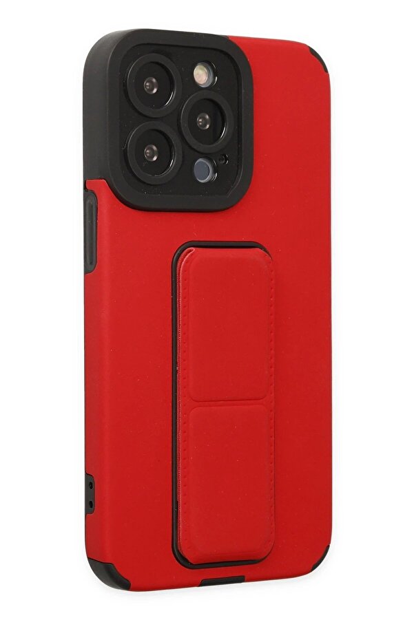 İphone 13 Pro Max Kılıf Mega Standlı Si̇li̇kon - Kırmızı - Dropx8920-7025
