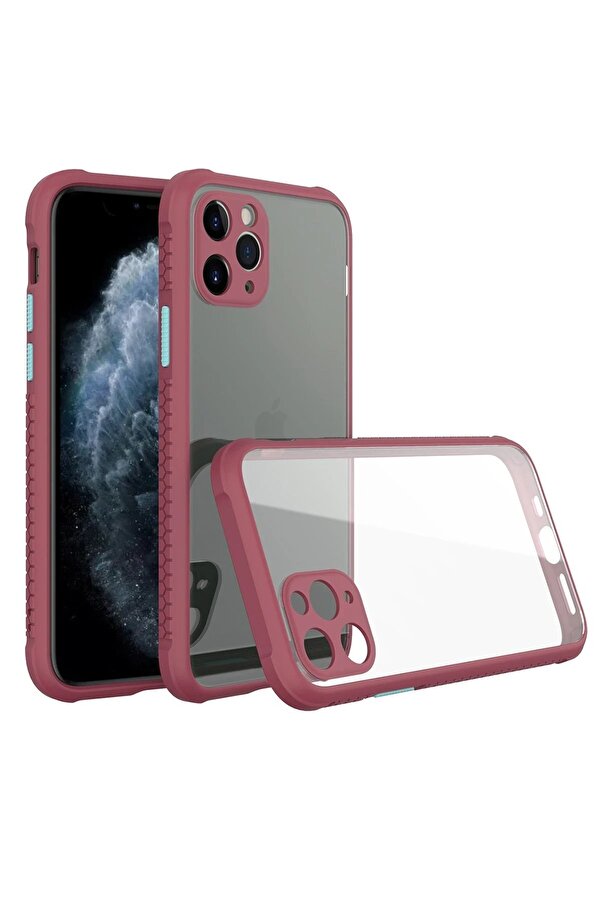 İphone 11 Pro Kılıf Mi̇ami̇ Şeffaf Si̇li̇kon - Fuşya - Dropx8901-3030