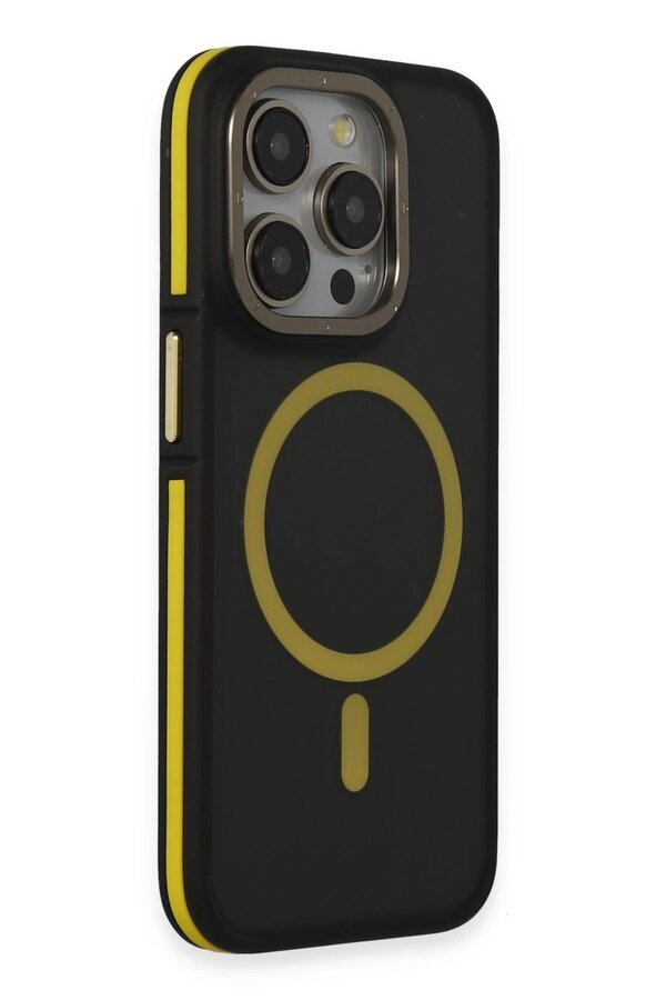 İphone 14 Pro Max Kılıf Rocky Magsafe Kapak - Si̇yah-Sarı - Dropx1573-1658