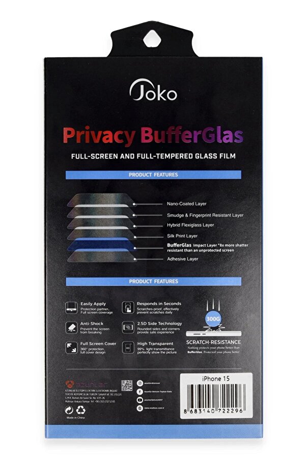 İphone 14 Pro Buffer Hayalet Cam Ekran Koruyucu - Si̇yah - Dropx1472-5920