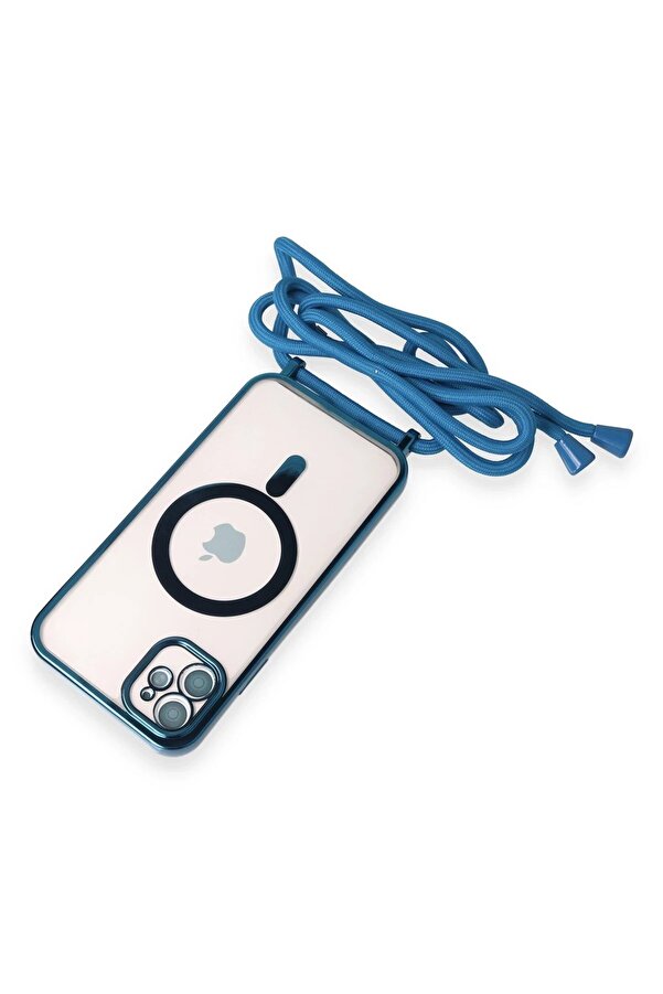 İphone 11 Kılıf Di̇vo Lazer Askılı Magsafe Kapak - Si̇erra Blue - Dropx8982-7420