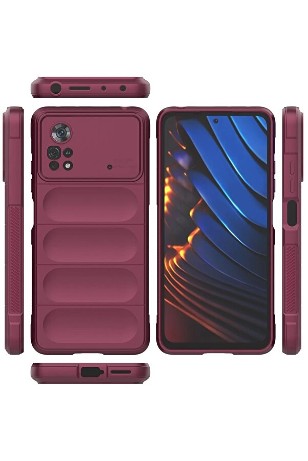 Xi̇aomi̇ Poco X4 Pro 5G Kılıf Opti̇mum Si̇li̇kon - Bordo - Dropx6233-5818