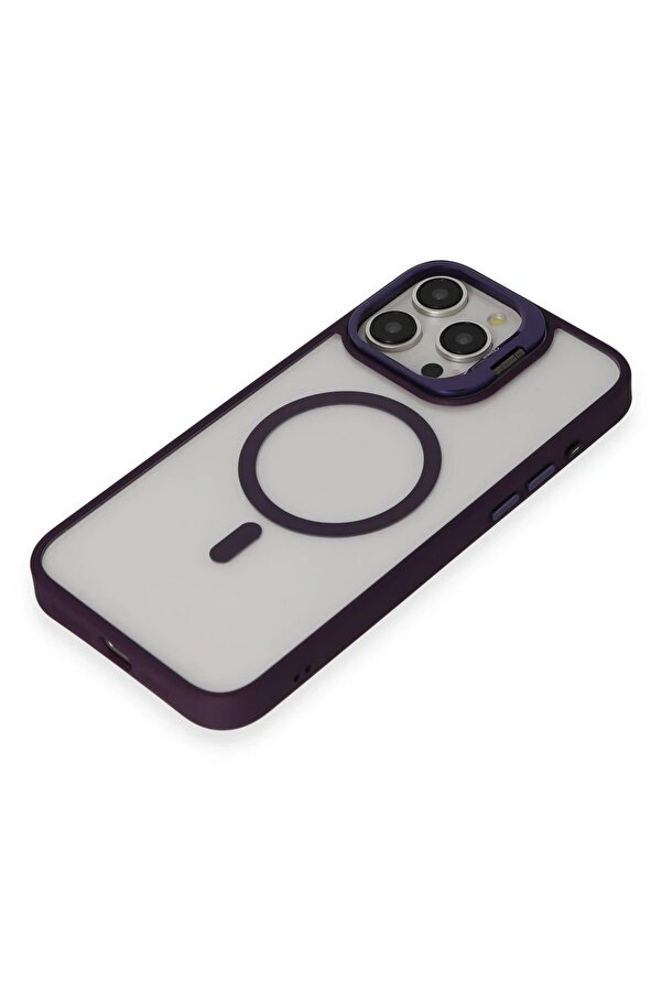 İphone 15 Pro Kılıf Roblox Lens Magsafe Standlı Kapak - Deri̇n Mor - Dropx7872-1836