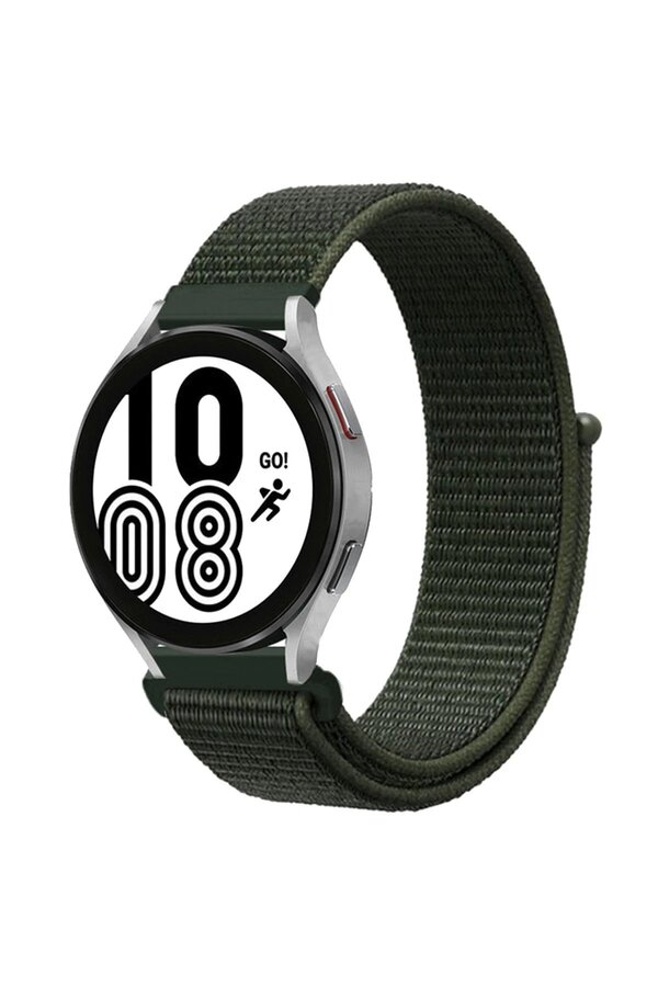 Samsung Galaxy Watch 4 Hasırlı Cırtcırtlı Kordon - Haki̇ Yeşi̇l - Dropx6333-7728
