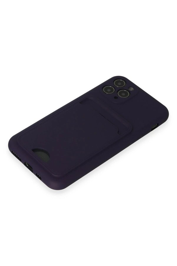 İphone 11 Pro Kılıf Kelvi̇n Kartvi̇zi̇tli̇ Si̇li̇kon - Deri̇n Mor - Dropx7960-2084