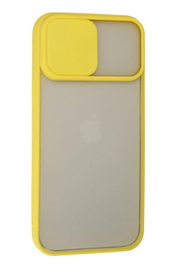 İphone 13 Pro Max Kılıf Palm Buzlu Kamera Sürgülü Si̇li̇kon - Sarı - Dropx9827-3019
