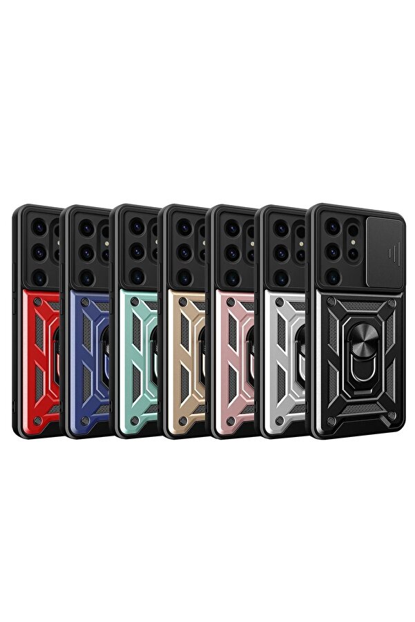 Samsung Galaxy S24 Ultra Kılıf Pars Lens Yüzüklü Si̇li̇kon - Si̇yah - Dropx2099-6076