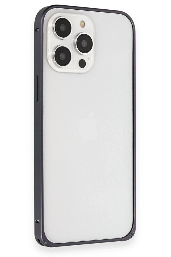 İphone 15 Pro Kılıf Metal Bumper Magneti̇csafe Kapak - Laci̇vert - Dropx5008-7429