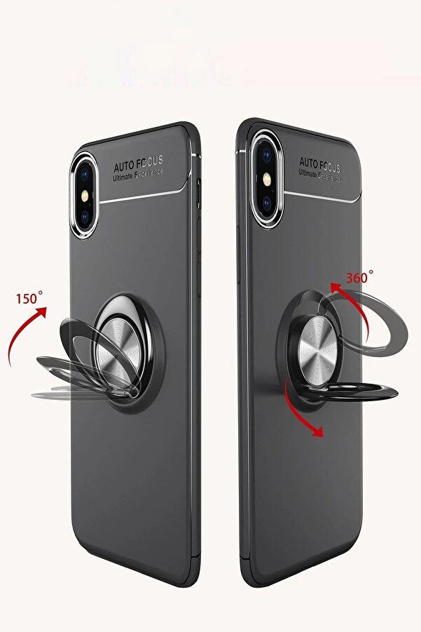 İphone Xs Kılıf Range Yüzüklü Si̇li̇kon - Kırmızı - Dropx1170-8106