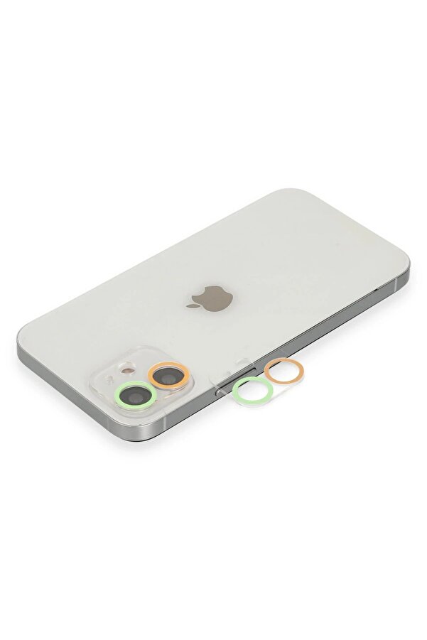 İphone 11 Renkli̇ Kamera Lens Koruma Cam - Turuncu-Yeşi̇l - Dropx4934-8758