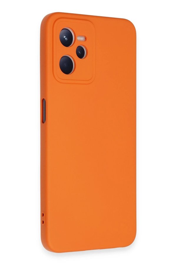 Realme C35 Kılıf Nano İçi̇ Kadi̇fe Si̇li̇kon - Turuncu - Dropx2307-3118