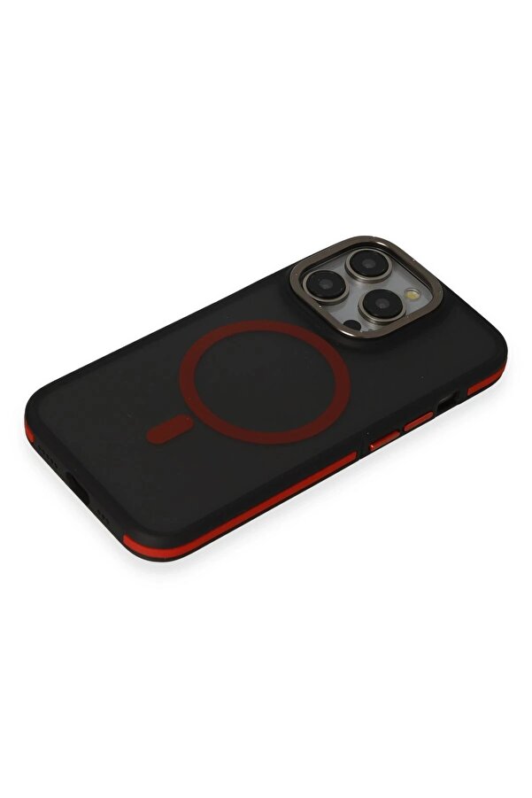 İphone 15 Pro Max Rocky Magsafe Kapak - Si̇yah-Kırmızı - Dropx6516-5734