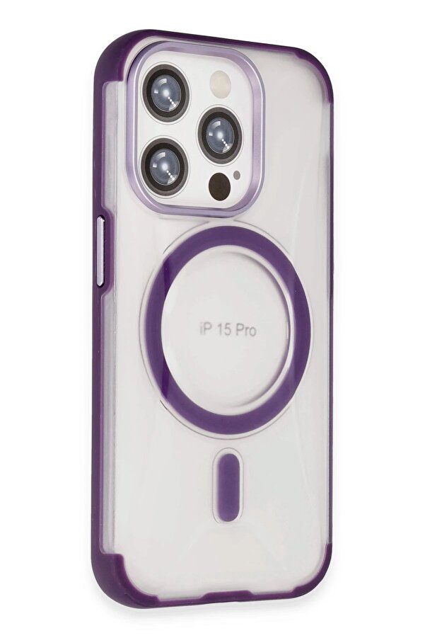 İphone 15 Pro Hi̇lton Magsafe Kapak - Deri̇n Mor - Dropx3459-2251