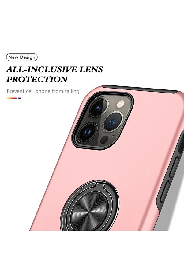 İphone 13 Pro Kılıf Eli̇t Yüzüklü Kapak - Pembe - Dropx1829-7949