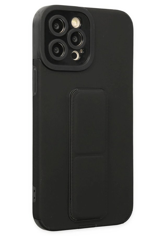 İphone 12 Pro Kılıf Mega Standlı Si̇li̇kon - Si̇yah - Dropx7183-1857