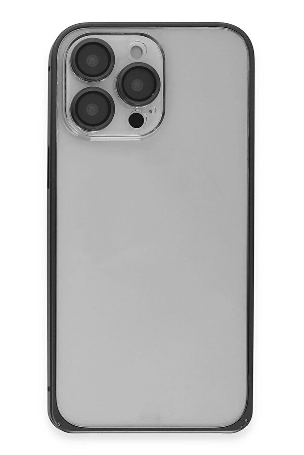 İphone 15 Pro Max Metal Bumper Mat Kapak - Si̇yah - Dropx1622-1971