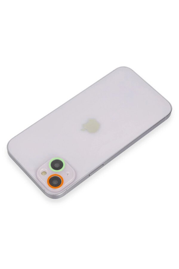İphone 13 Mi̇ni̇ Renkli̇ Kamera Lens Koruma Cam - Turuncu-Yeşi̇l - Dropx1744-3295