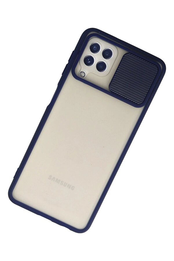 Samsung Galaxy A22 Kılıf Palm Buzlu Kamera Sürgülü Si̇li̇kon - Laci̇vert - Dropx9396-2413