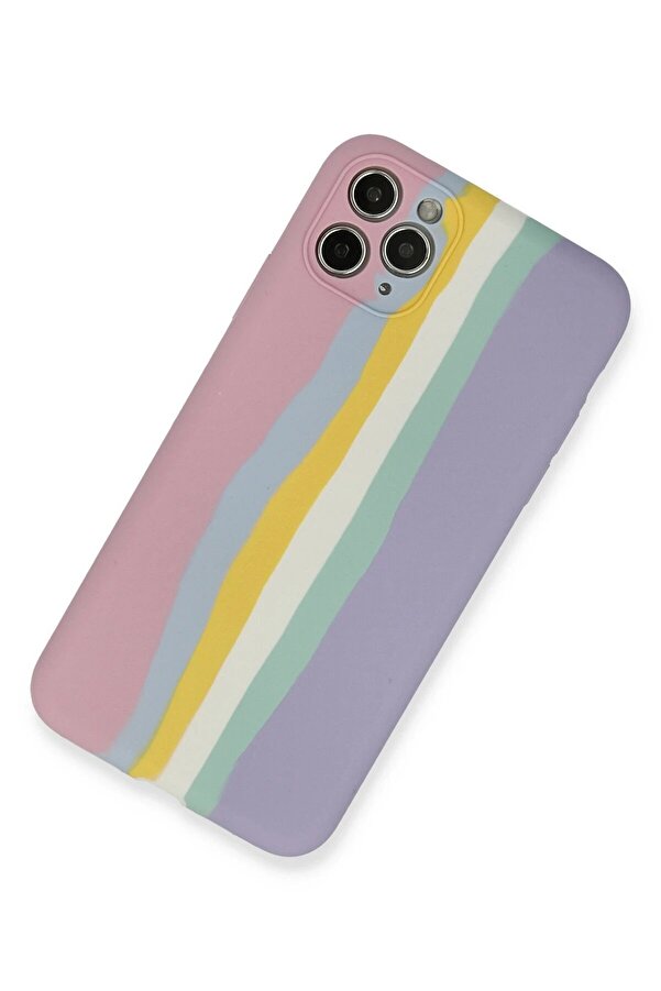 İphone 11 Pro Kılıf Ebruli̇ Lansman Si̇li̇kon - Pembe-Li̇la - Dropx9518-2931