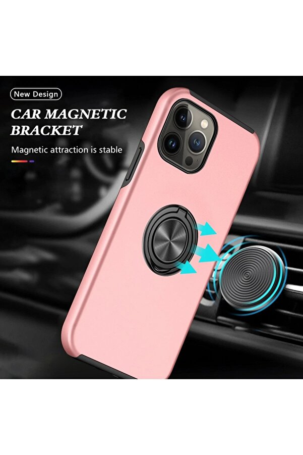 İphone 13 Pro Kılıf Eli̇t Yüzüklü Kapak - Pembe - Dropx1829-7949