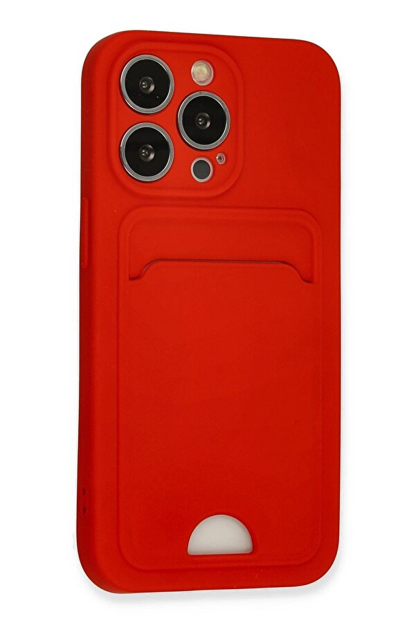 İphone 13 Pro Kılıf Kelvi̇n Kartvi̇zi̇tli̇ Si̇li̇kon - Kırmızı - Dropx7906-1983