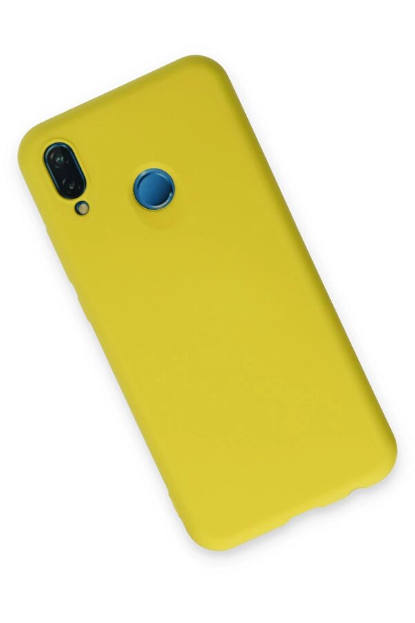 Newface Huawei̇ P20 Li̇te Kılıf Nano İçi̇ Kadi̇fe Si̇li̇kon - Sarı