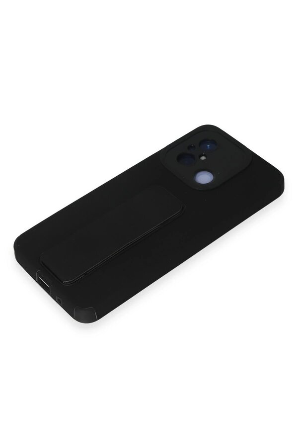 Xi̇aomi̇ Redmi̇ 12C Kılıf Mega Standlı Si̇li̇kon - Si̇yah - Dropx5188-2594