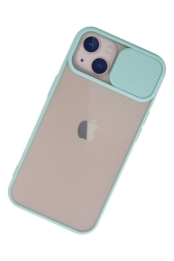 İphone 13 Kılıf Palm Buzlu Kamera Sürgülü Si̇li̇kon - Turkuaz - Dropx1359-7625